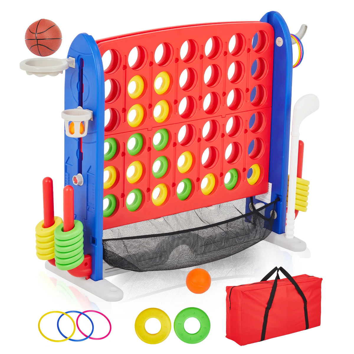 Giant 4 In 1 Outdoor Game Set With Basketball Hoop