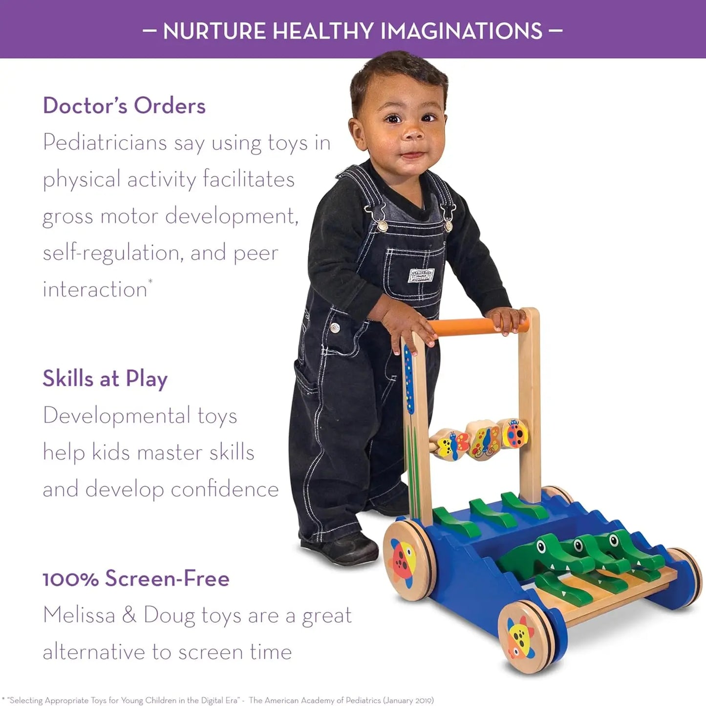 Deluxe Wooden Push Toy With Chomping Alligators Activity Walker