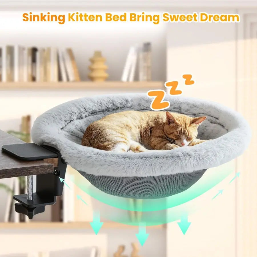 Cat Desk Bed Sunken Hammock With Steel Clamp Holds Up 40 Lbs