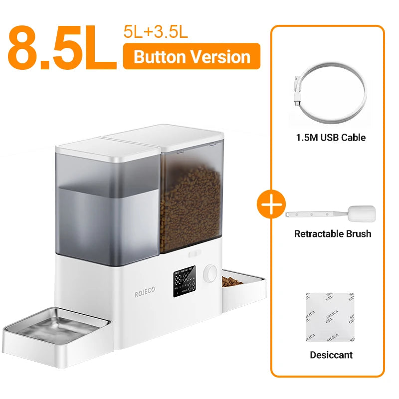 ROJECO 2In1 Automatic Pet Feeder Water Fountain For Cats