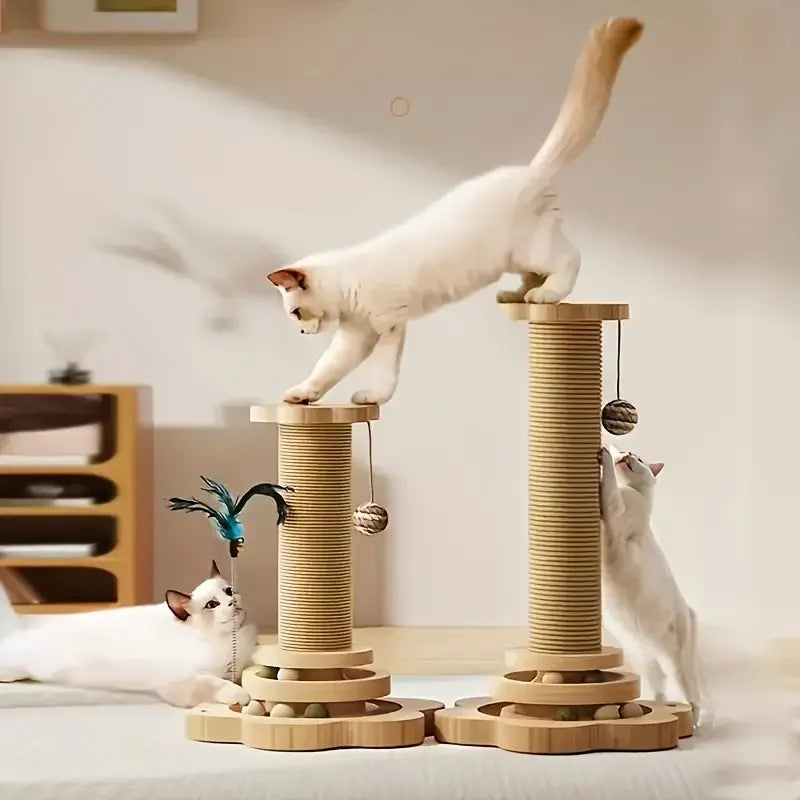 NONECN Cat Scratch Board Rotating Platform Wooden Fiber Toy