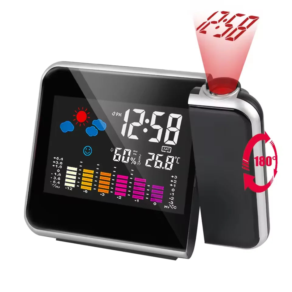 Digital LED Projection Clock With Night Backlight Alarm Thermometer Hygrometer