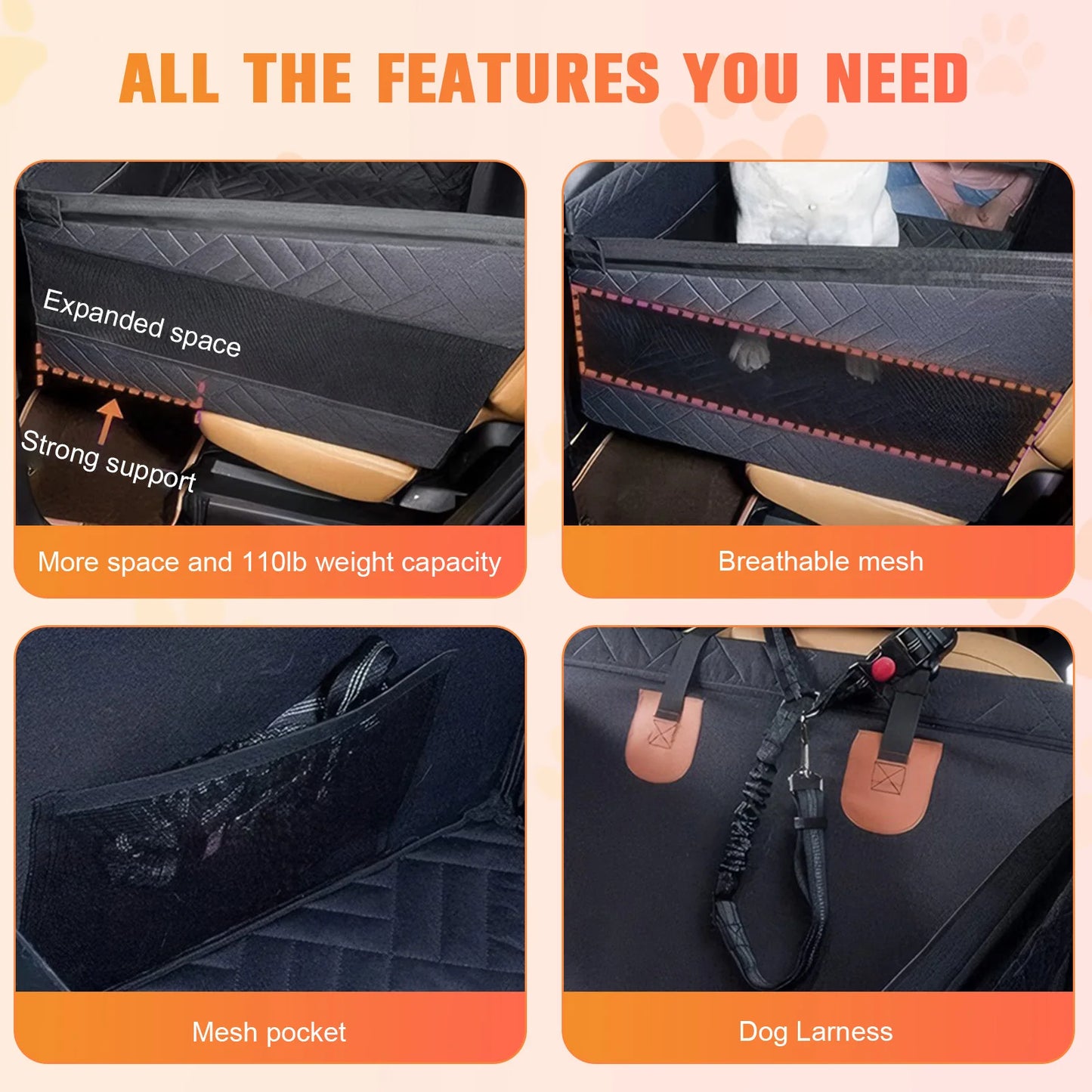 Dog Car Seat Cover Waterproof Nonslip Back Seat Protector