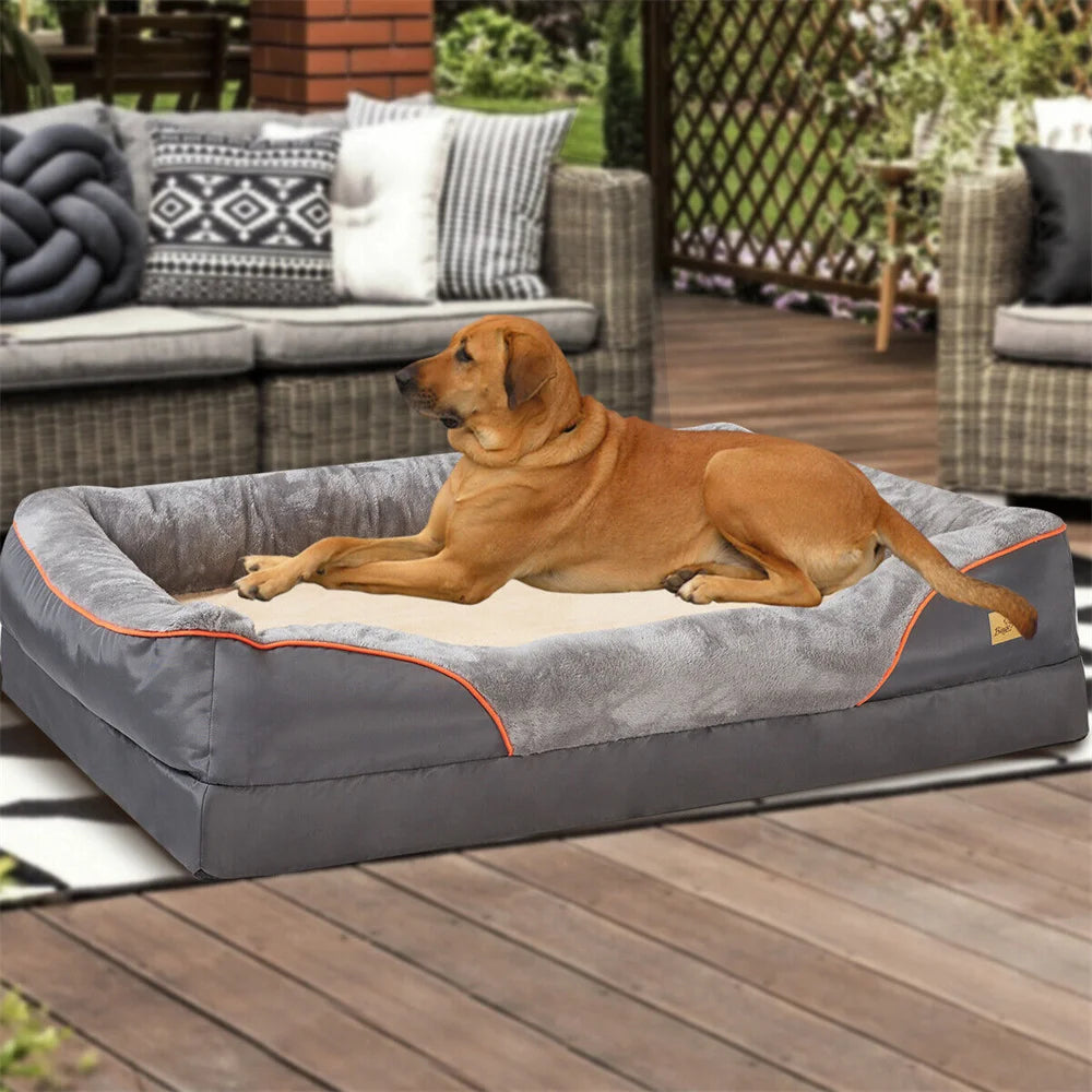 BORWARTCN Orthopedic Dog Bed Memory Foam Waterproof Removable Cover