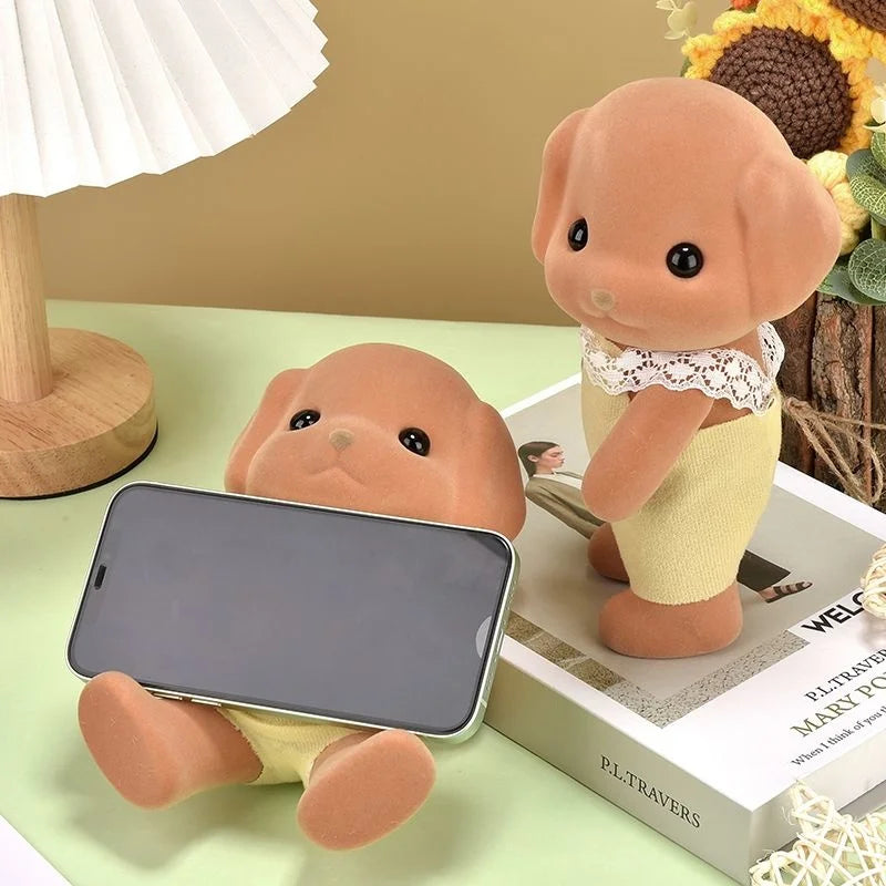 Forest Family Animal Movable Limbs Figure Phone Stand Holder Ornament