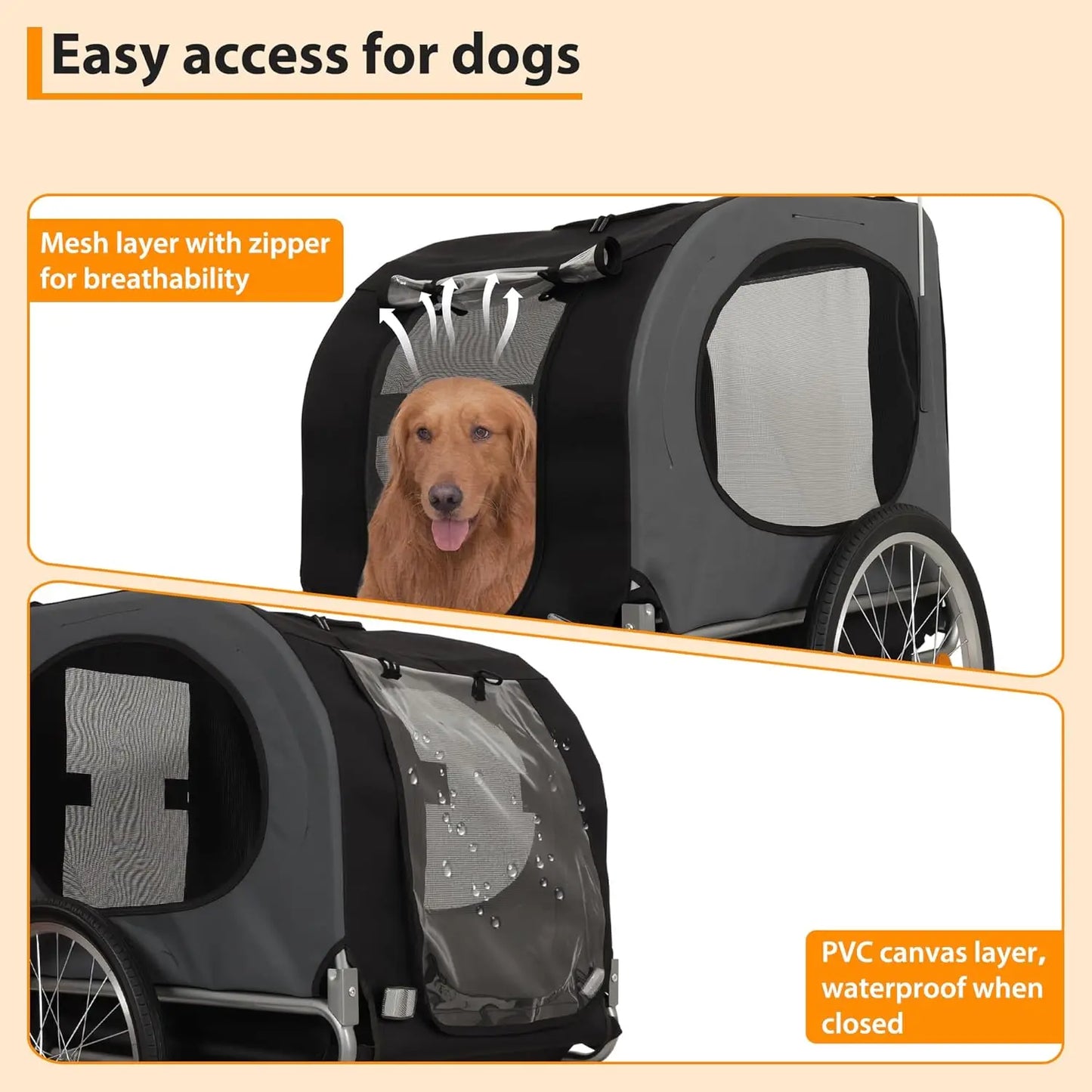 HiMISS Steel Dog Bike Trailer Folding With Universal Coupler 40kg