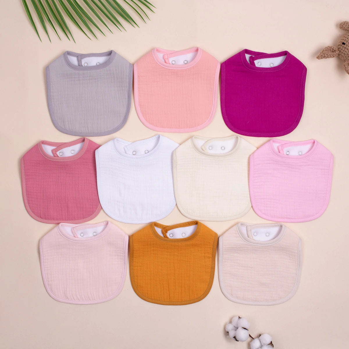 Premium 4-Layer Baby bib Ultra Soft & Super Absorbent,Perfect for Teething, Feeding, and Everyday Use (Set of 10)