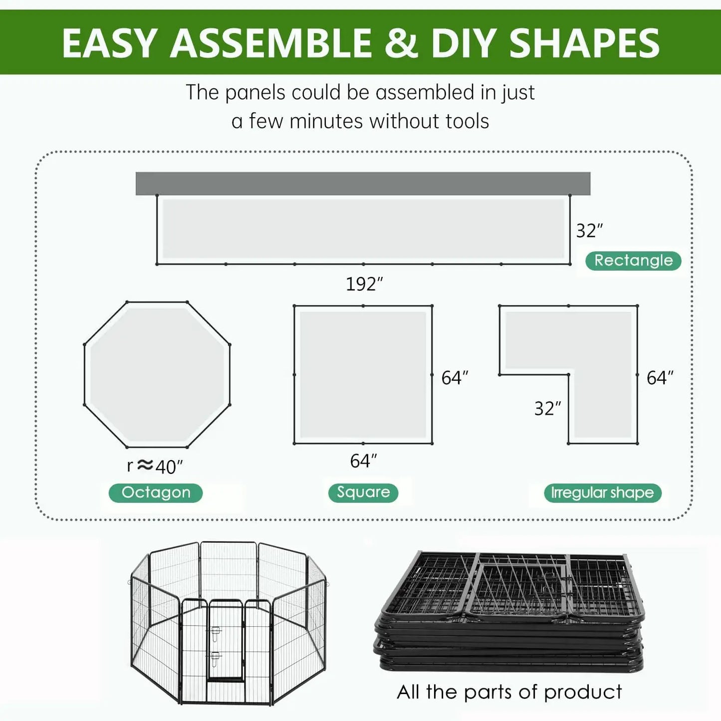 Dog Playpen Heavy Duty Metal Exercise Pen Indoor Outdoor