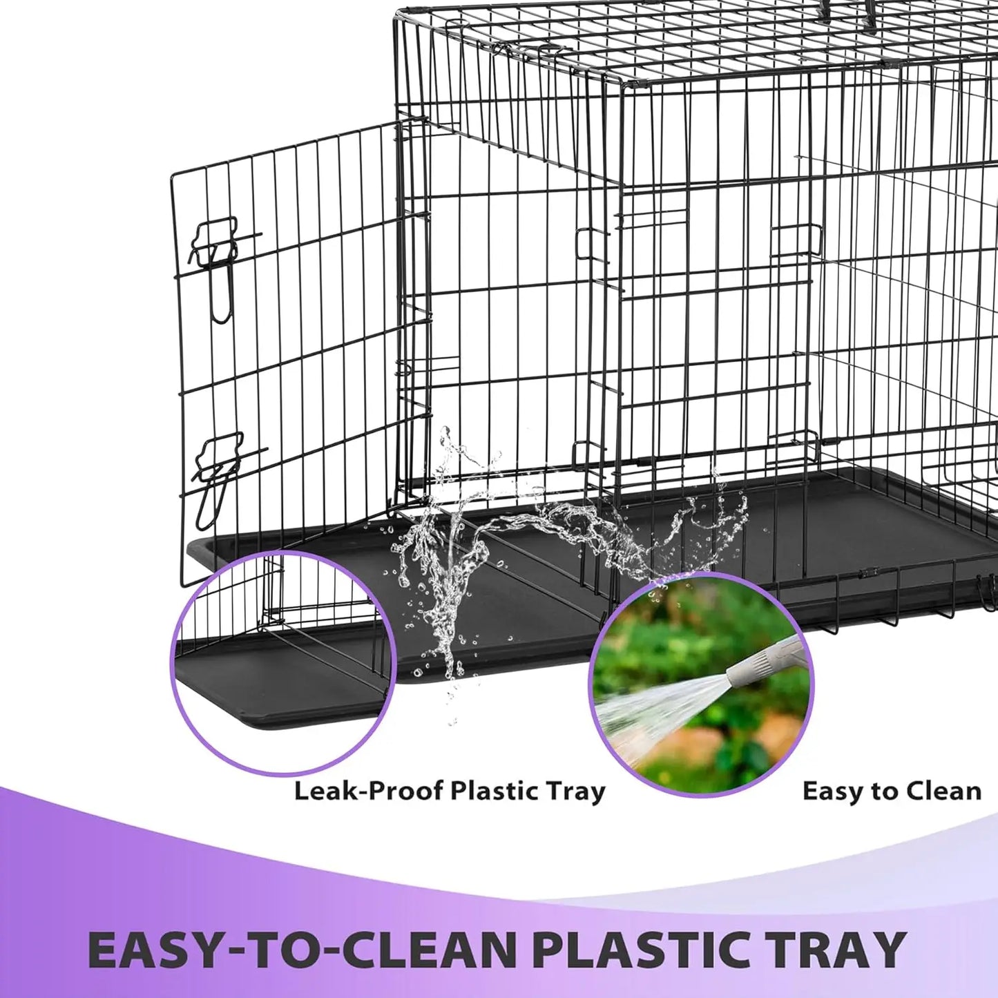 BestPet Dog Crate Folding Metal Kennel With Double Doors