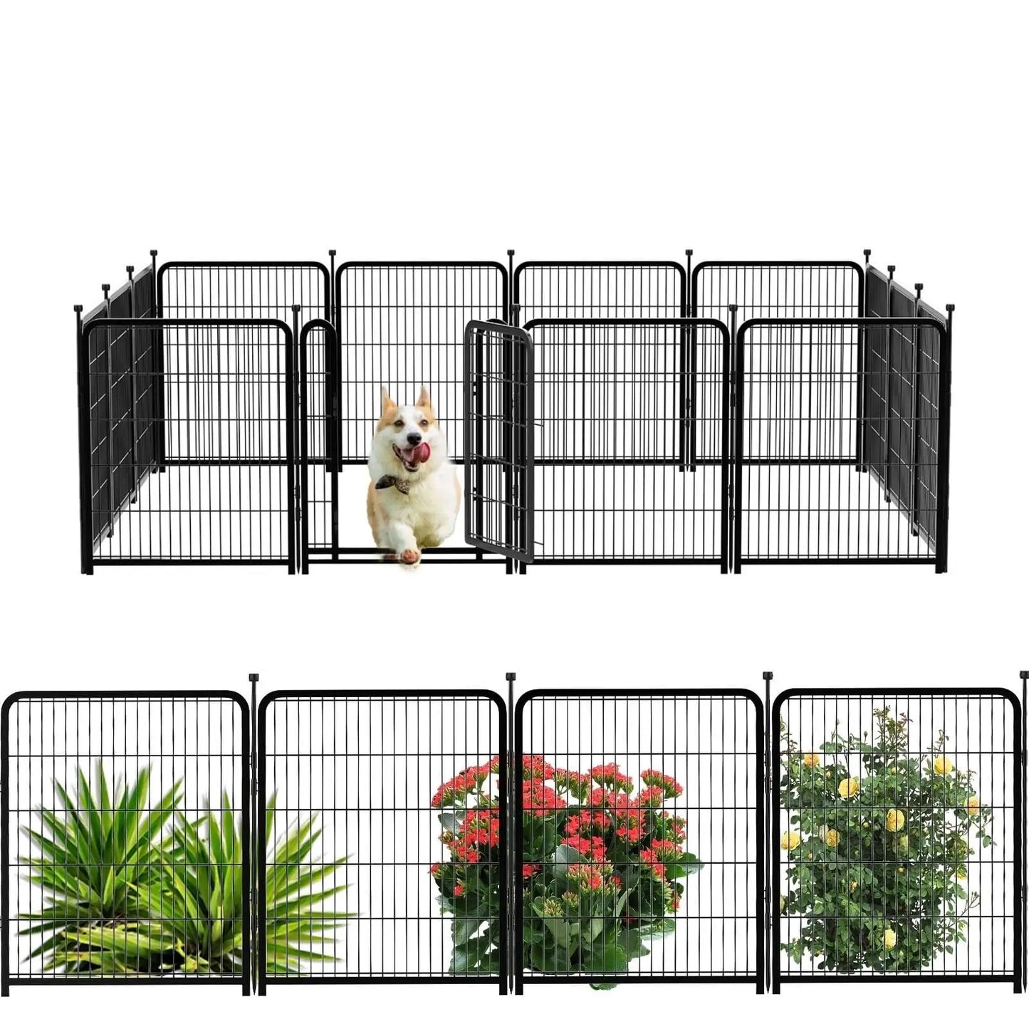 NONECN Square Tube Dog Playpen for Yard Outdoor 7 Panels