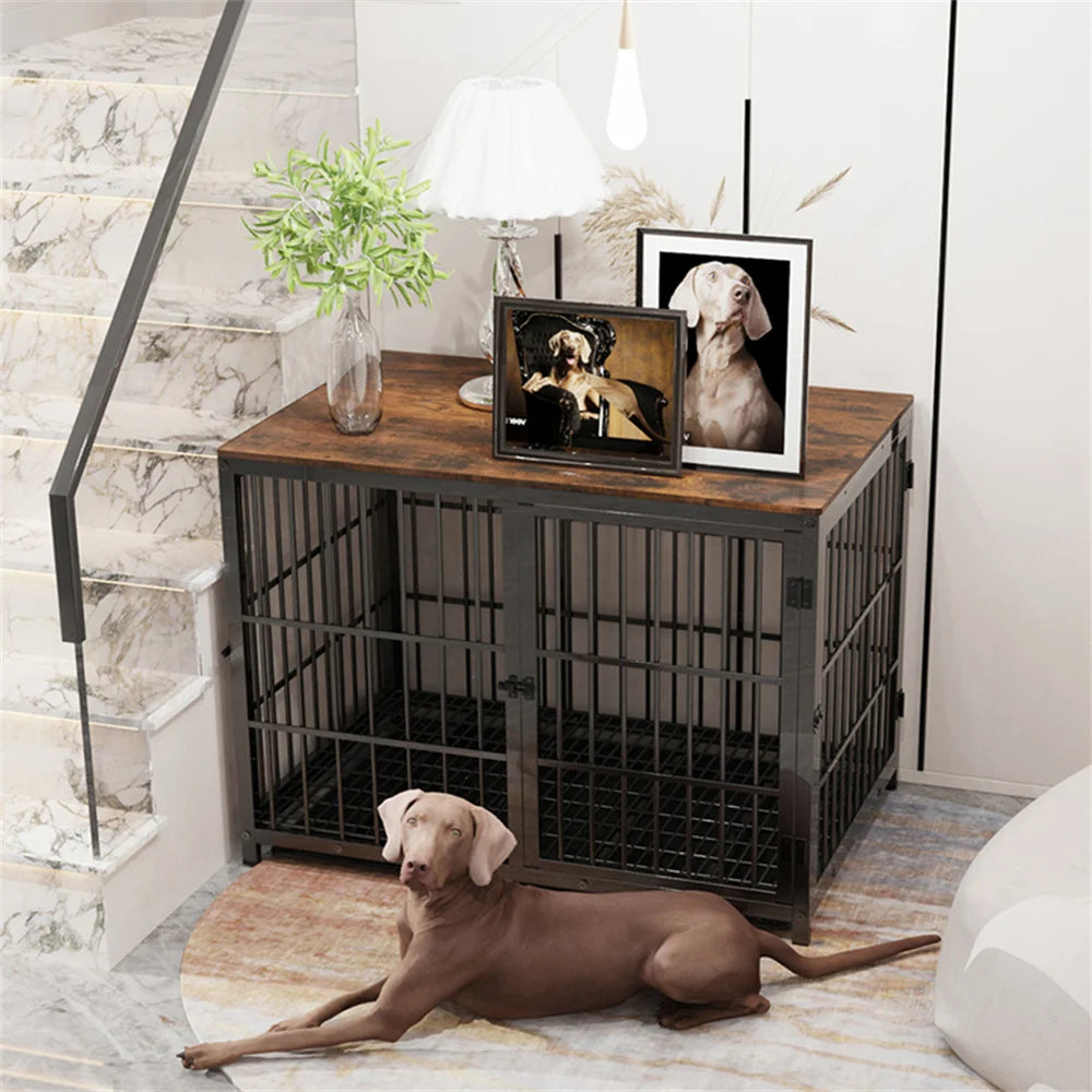 Borwar Wooden Dog Crate End Table Kennel With Removable Tray