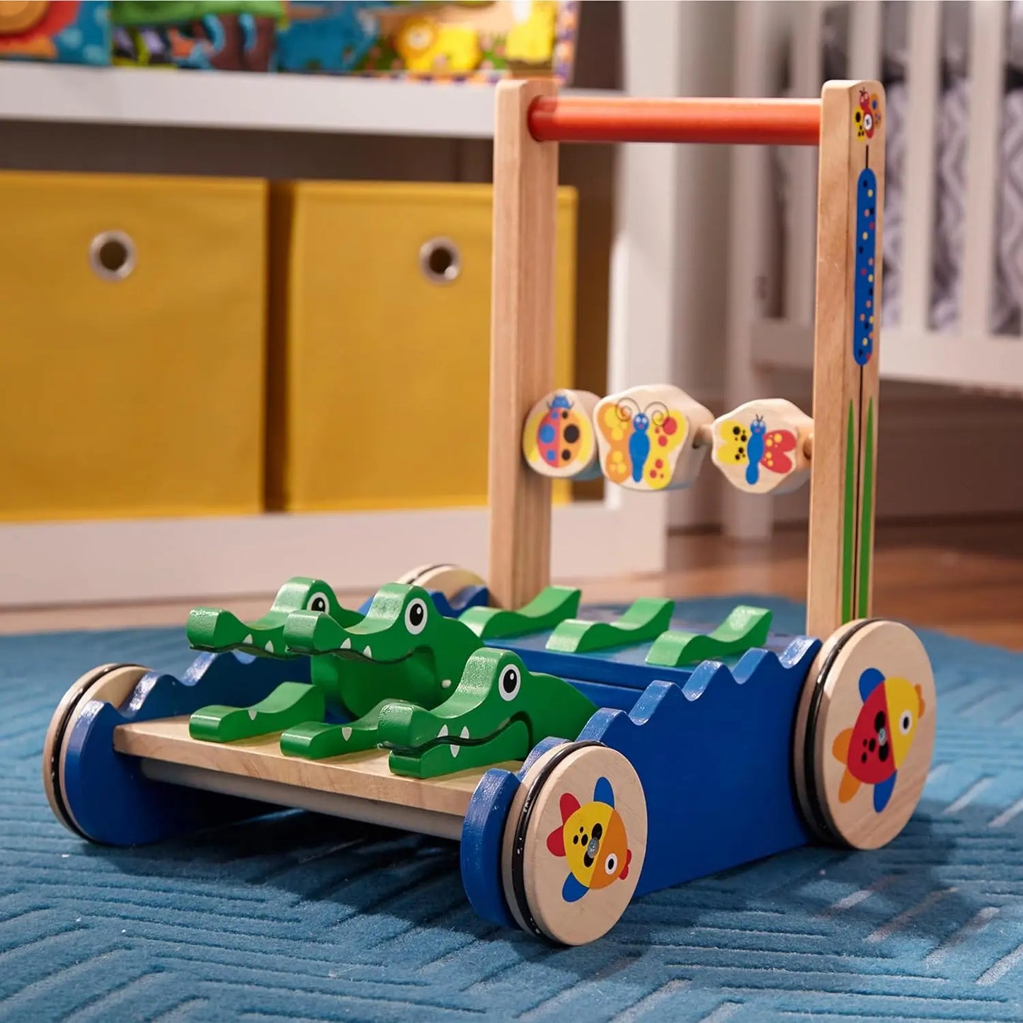 Deluxe Wooden Push Toy With Chomping Alligators Activity Walker