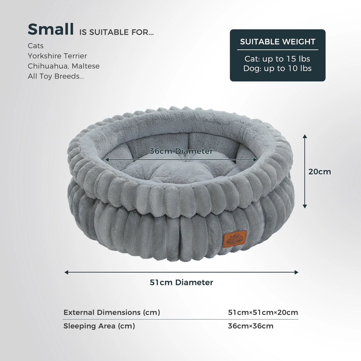 PAWZ Road Round Pet Bed for Dogs and Indoor Cats Anti Slip