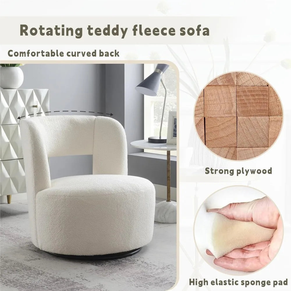 DAFIFY Teddy Fabric Swivel Accent Chair for Modern Living Room