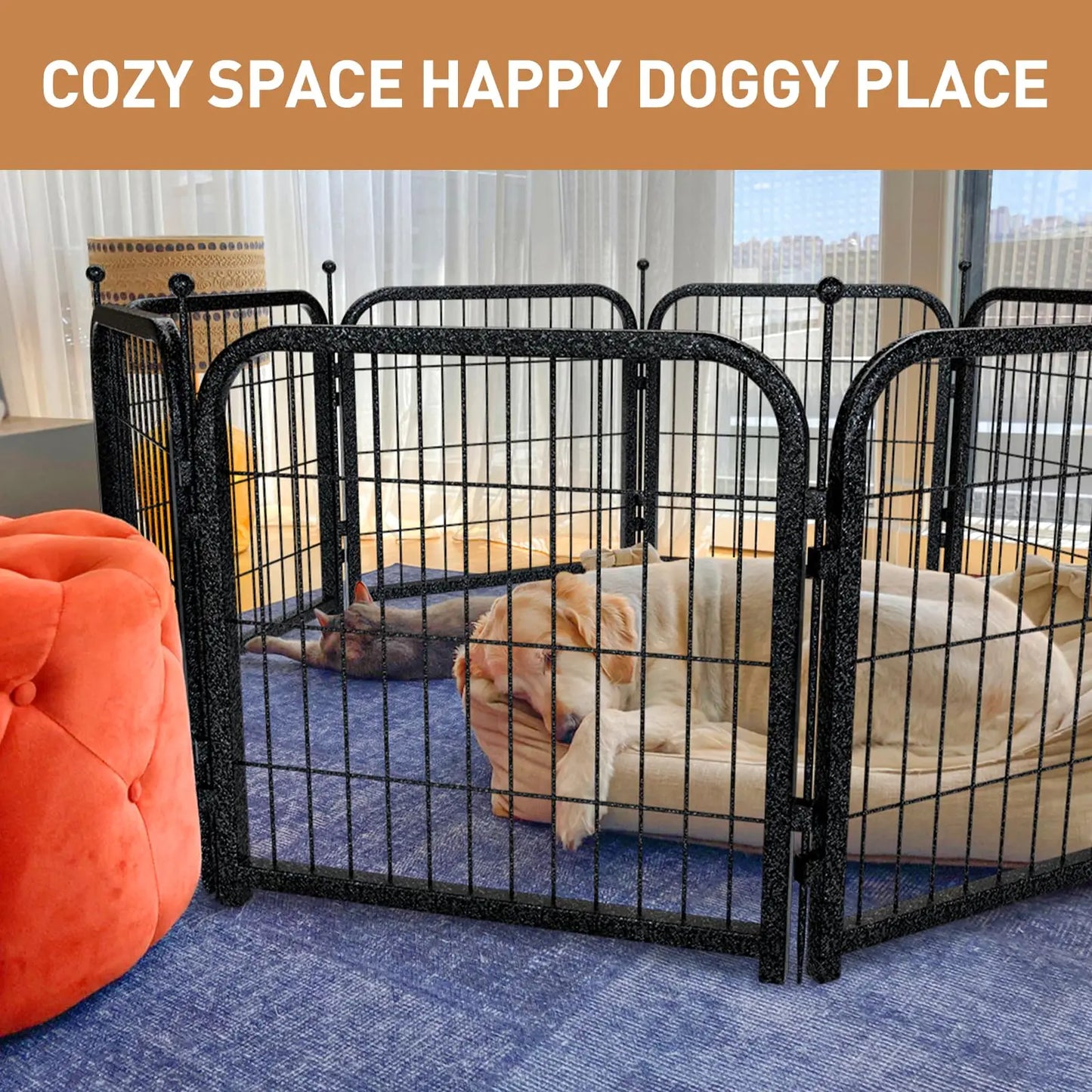 NONECN Square Tube Dog Playpen for Yard Outdoor 7 Panels