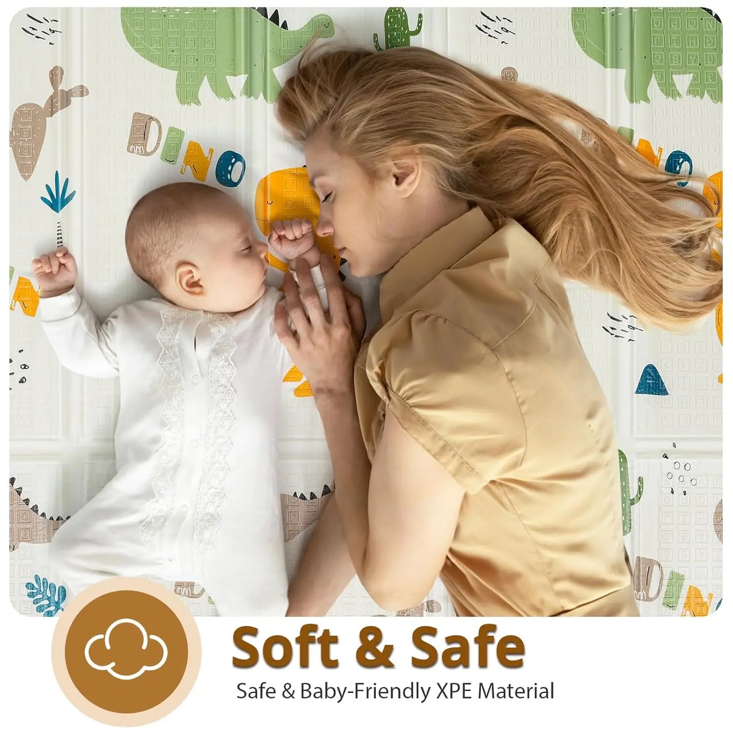 Foldable Baby Play Mat, PIGLOG 0.6in Thick Waterproof Playmats for Babies and Toddlers Kids, Safe Foam Playmat for Tummy Time