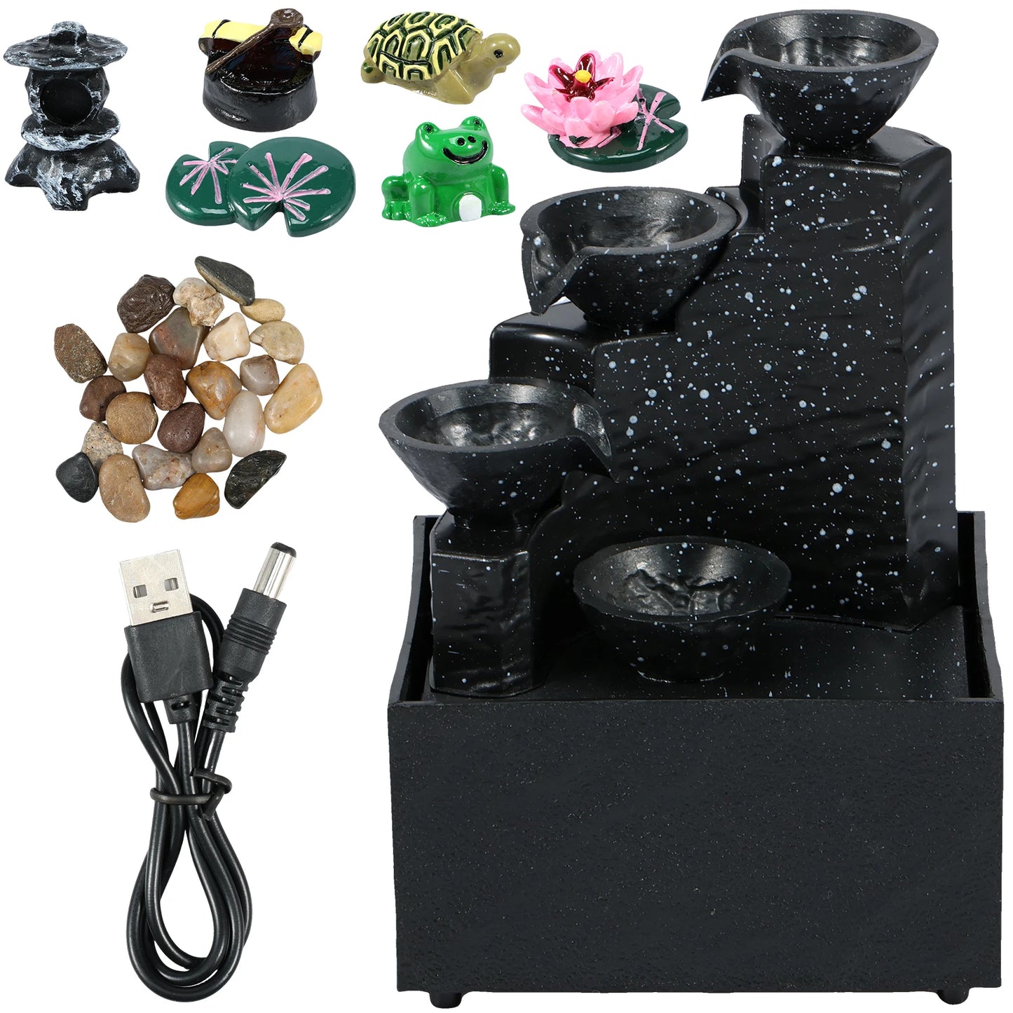 Tabletop Waterfall Fountain Lights For Relaxation And Meditation
