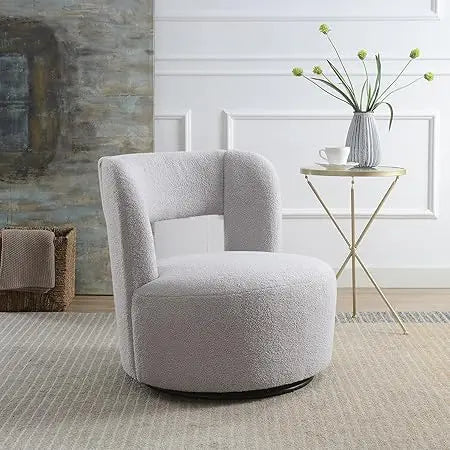 DAFIFY Teddy Fabric Swivel Accent Chair for Modern Living Room