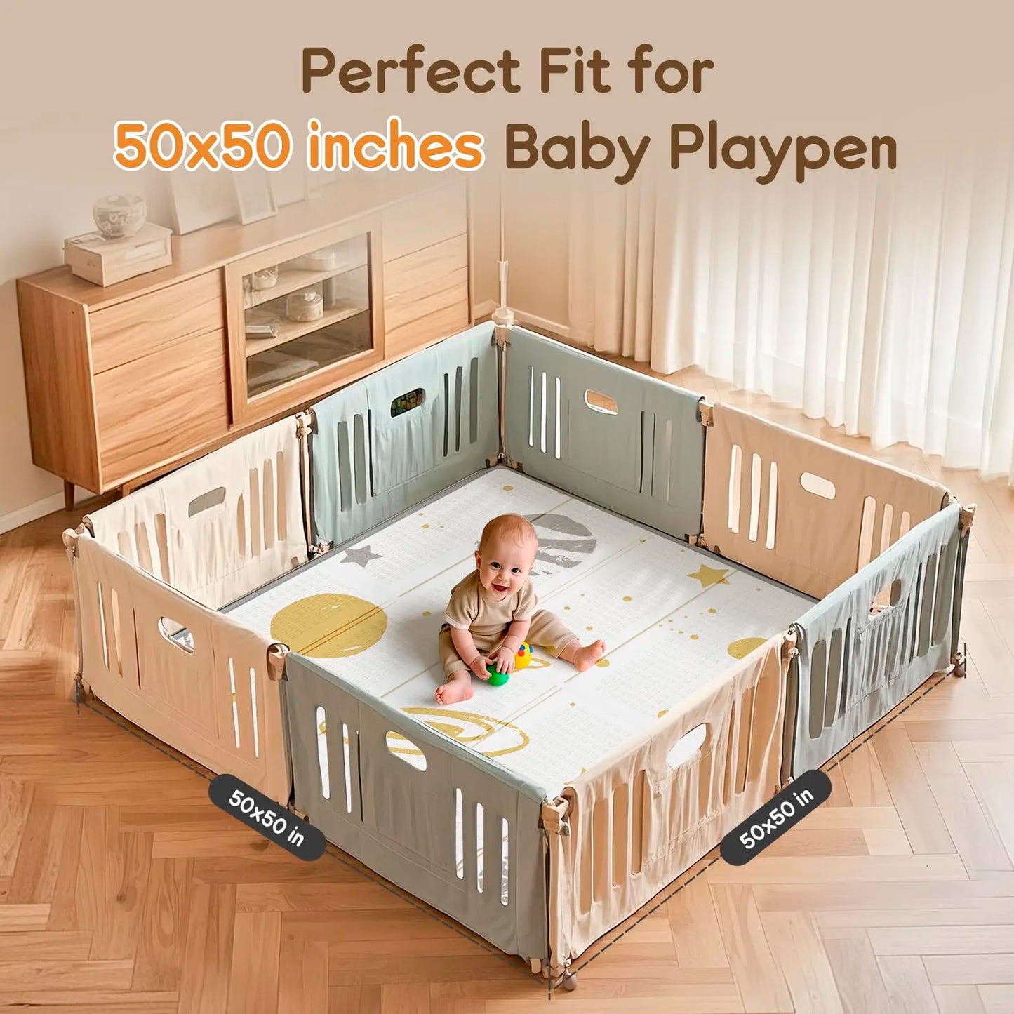 Foldable Baby Play Mat, PIGLOG 0.6in Thick Waterproof Playmats for Babies and Toddlers Kids, Safe Foam Playmat for Tummy Time