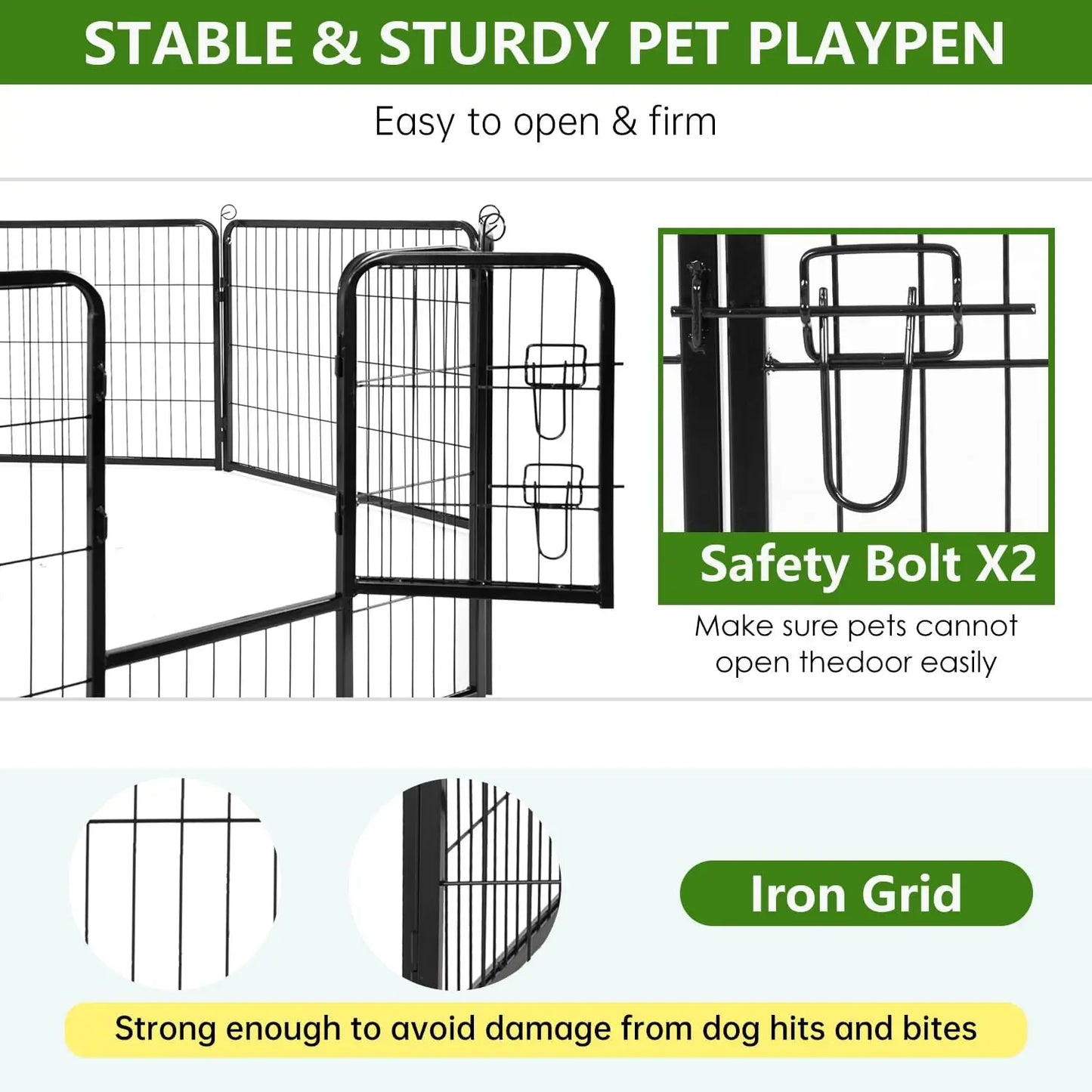 Dog Playpen Heavy Duty Metal Exercise Pen Indoor Outdoor