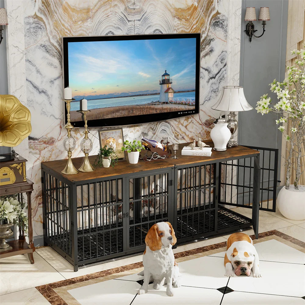Borwar Wooden Dog Crate End Table Kennel With Removable Tray