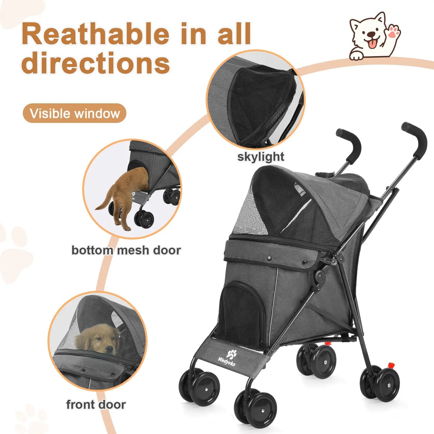 Travel Portable Dog Stroller for Small Dogs and Cats