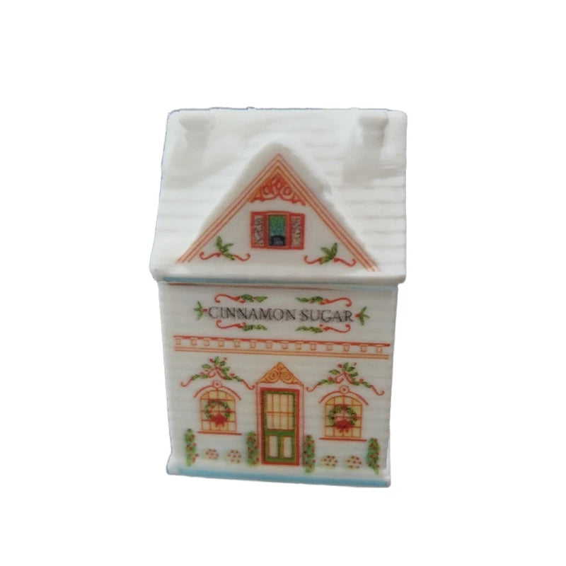 Cute Cartoon Holiday Village Spice House Ornament Mini Gingerbread Jars Decor
