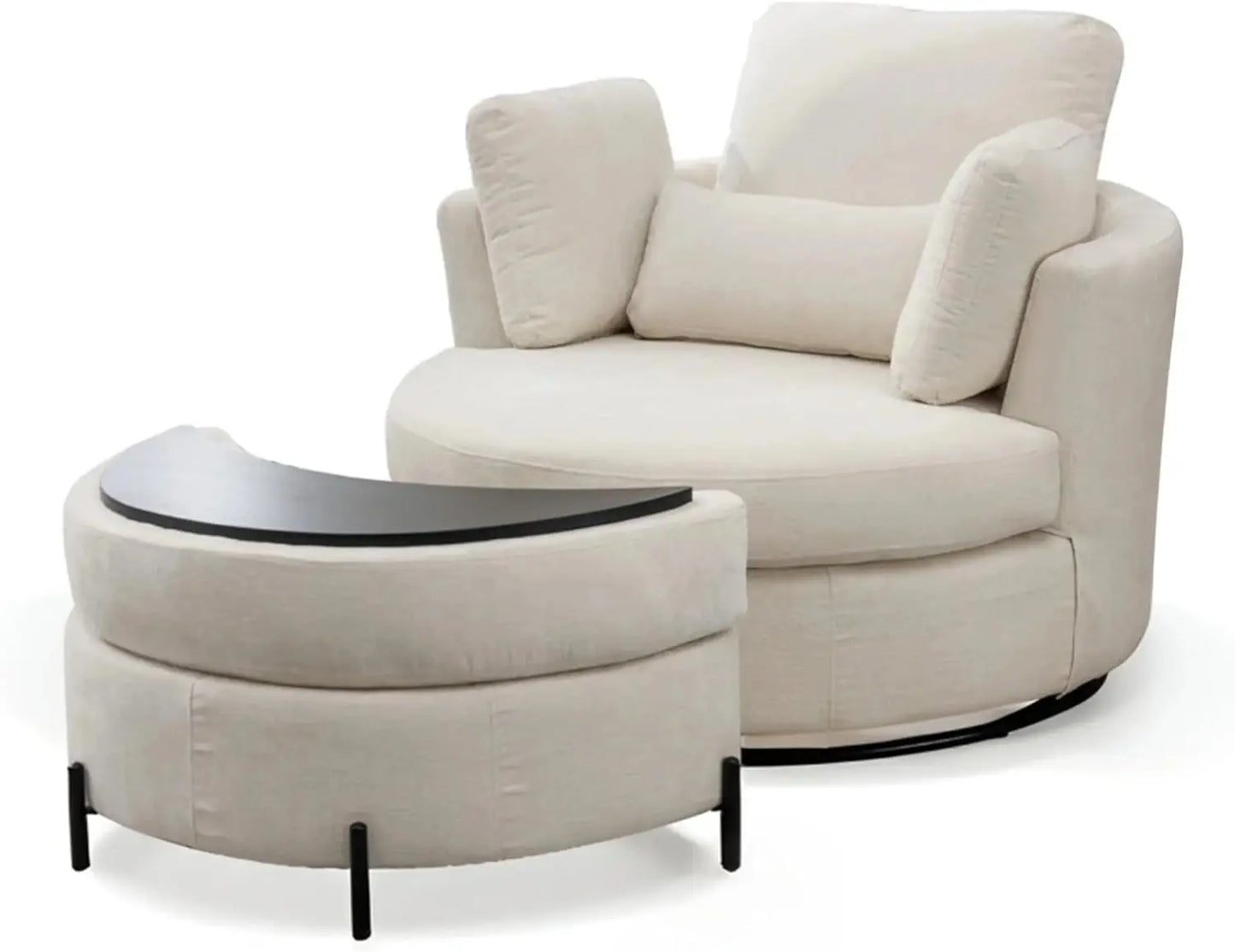 Swivel Accent Barrel Chair Set With Pillows For Living Room