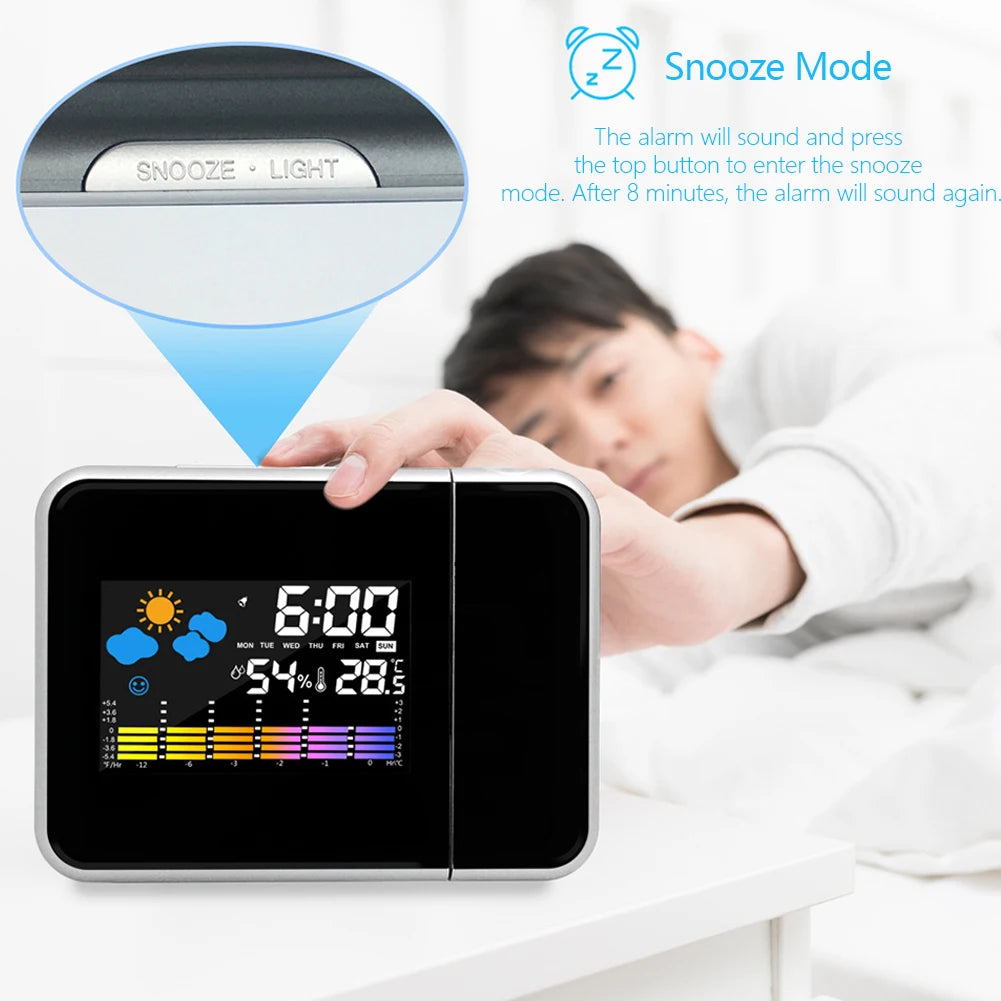 Digital LED Projection Clock With Night Backlight Alarm Thermometer Hygrometer