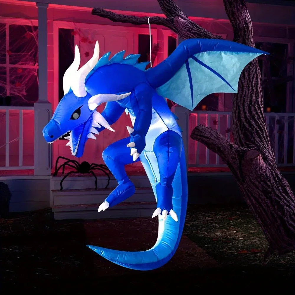 Hanging Ice Dragon Halloween Inflatable With LED Lights Outdoor Decor