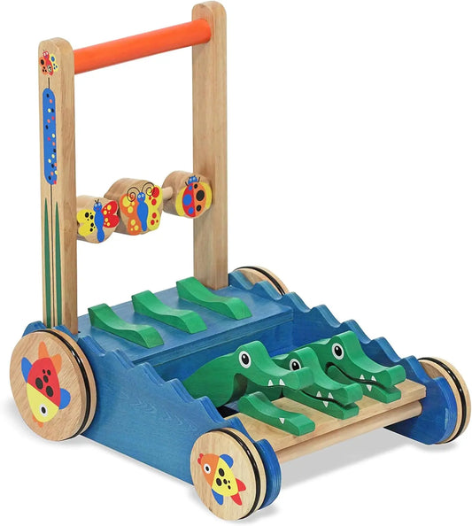 Deluxe Wooden Push Toy With Chomping Alligators Activity Walker
