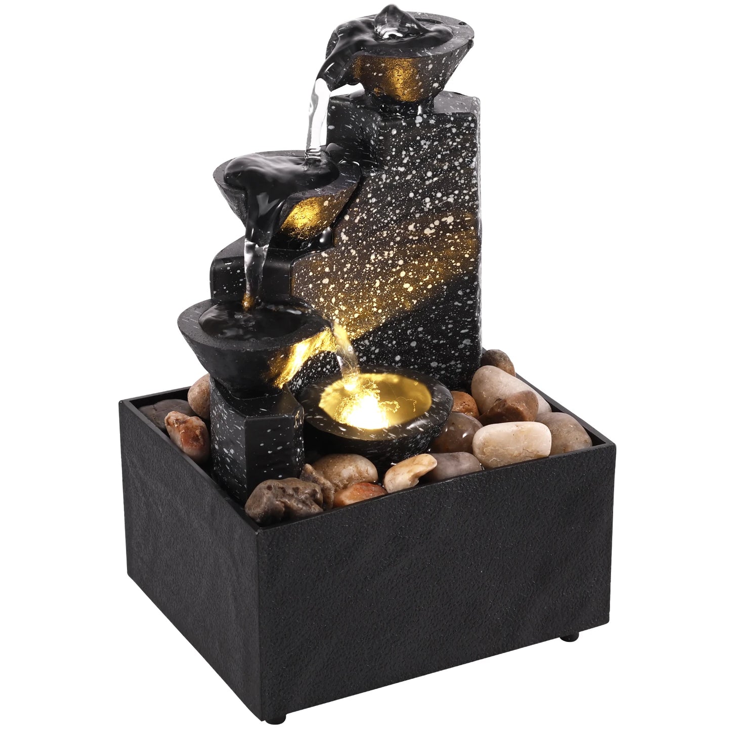 Tabletop Waterfall Fountain Lights For Relaxation And Meditation