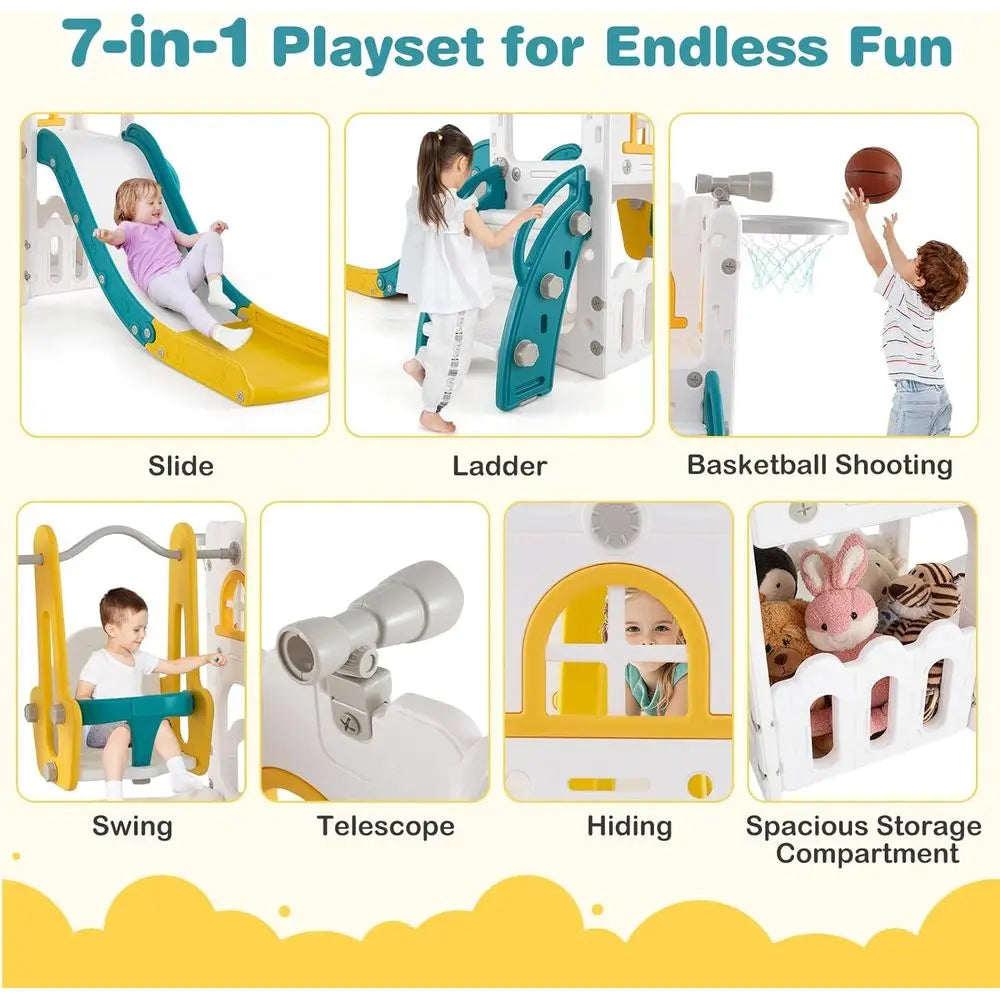 OLOEY 7 In 1 Toddler Swing and Slide Castle Climber