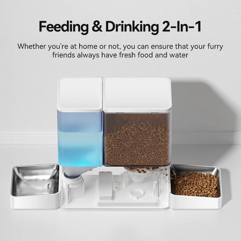 ROJECO 2In1 Automatic Pet Feeder Water Fountain For Cats
