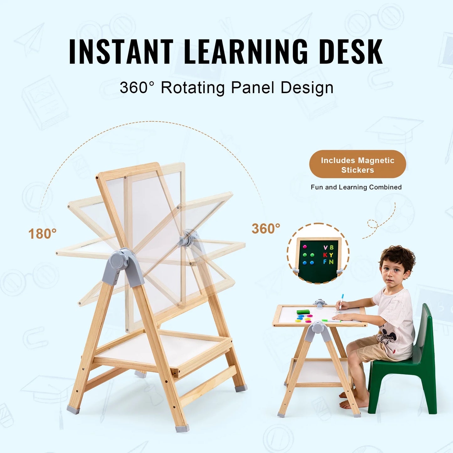 SucceBuy Standing Magnetic Drawing Board WordPad Art Easel Kids