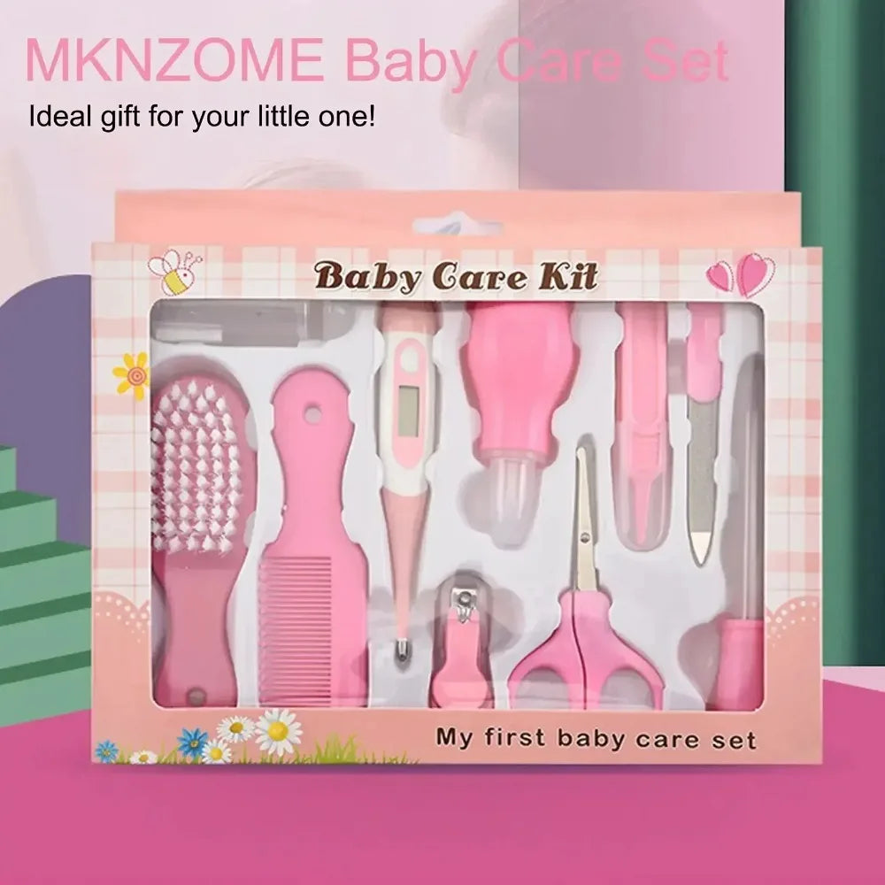 10PCS Baby Health Care Kit, Nail & Hair Grooming Set with Thermometer, Brush, Clipper, Teether & Toothbrush for Kids