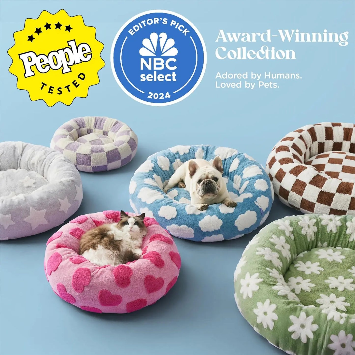 Round Dog Bed With Washable Cover And Anti Slip Bottom