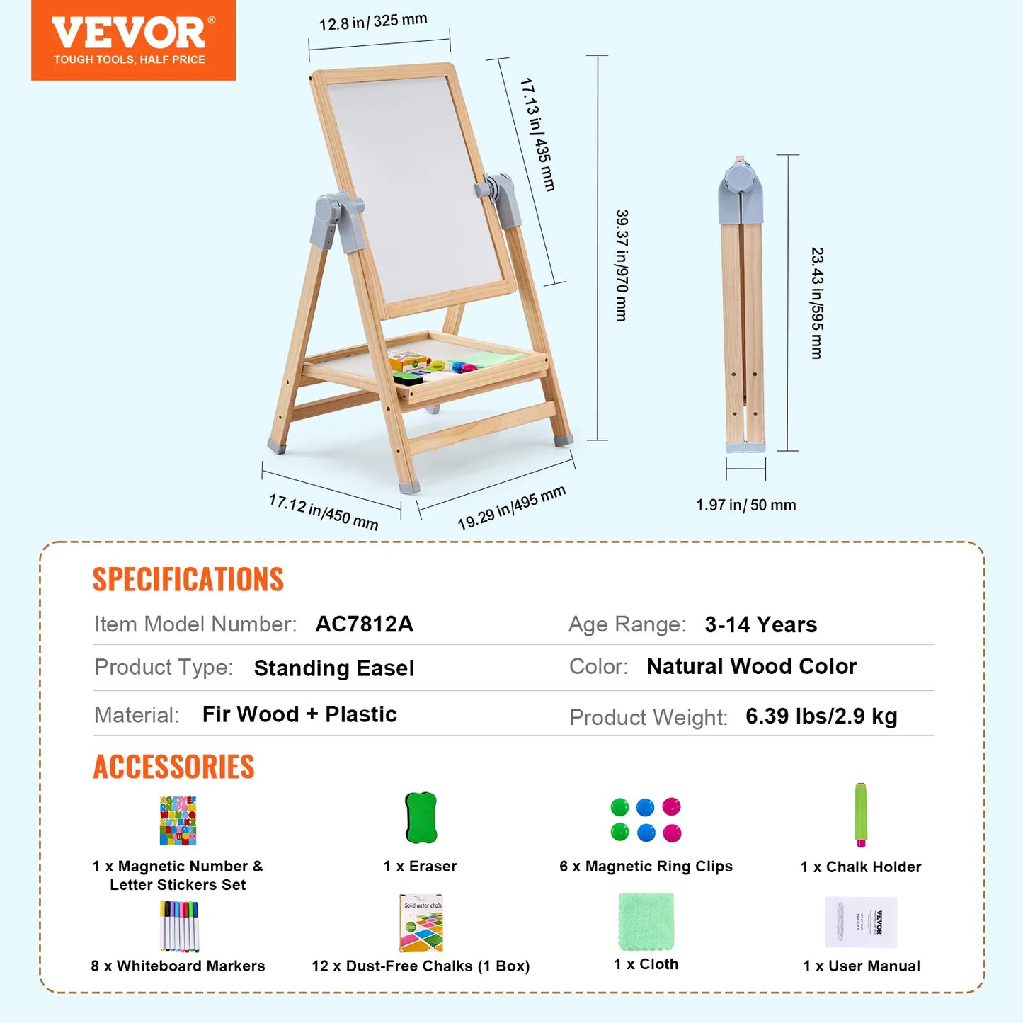 SucceBuy Standing Magnetic Drawing Board WordPad Art Easel Kids