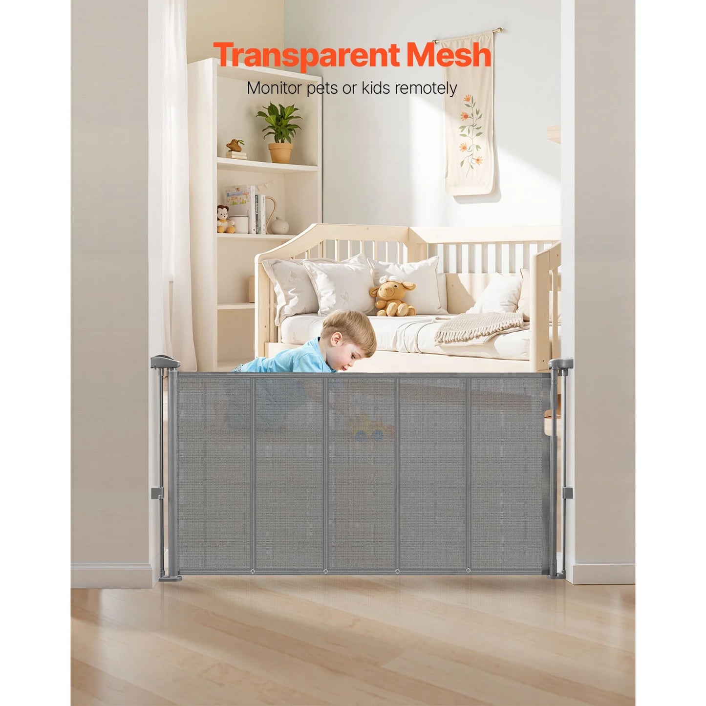SucceBuy Retractable Baby Gate For Kids And Pets Mesh Security
