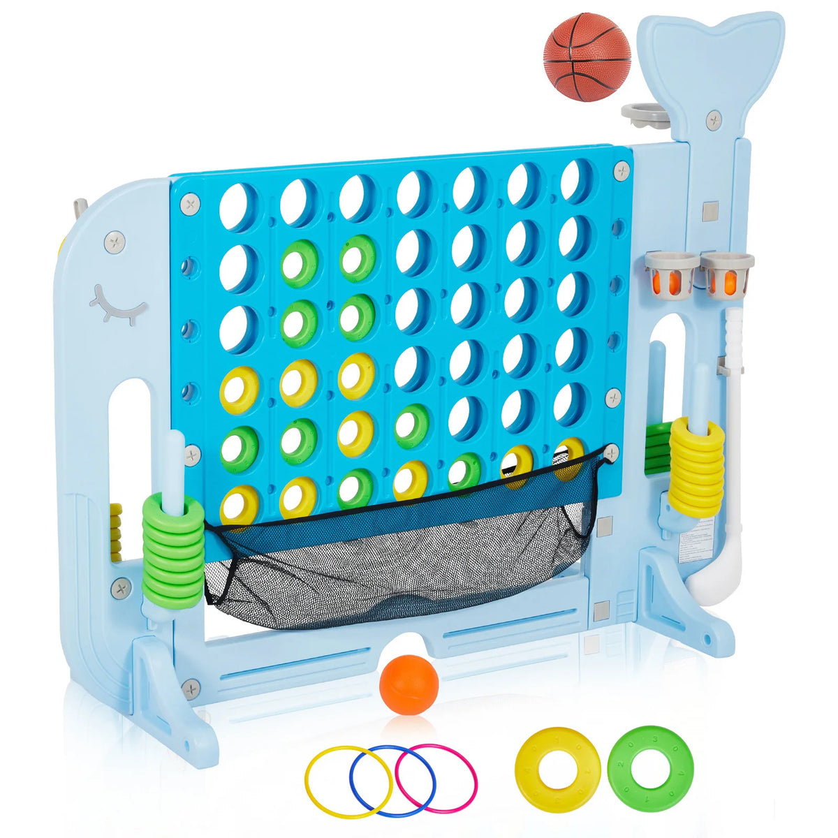 Giant 4 In 1 Outdoor Game Set With Basketball Hoop