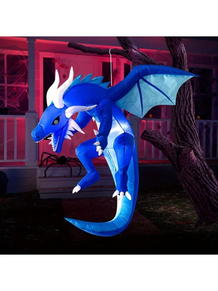 Hanging Ice Dragon Halloween Inflatable With LED Lights Outdoor Decor