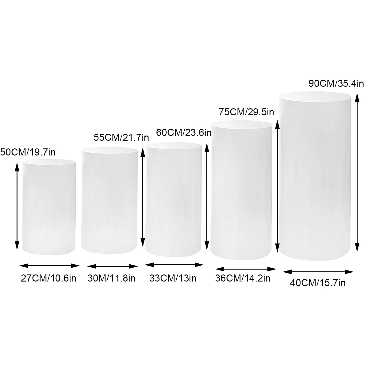 NONECN White Cylinder Table Pedestal Stands For Wedding Backdrops