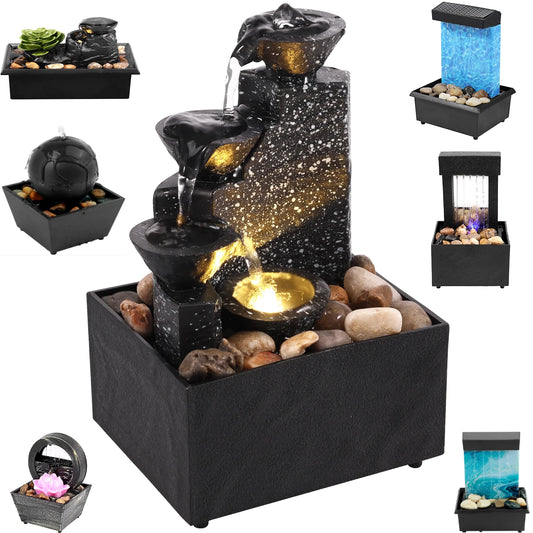 Tabletop Waterfall Fountain Lights For Relaxation And Meditation