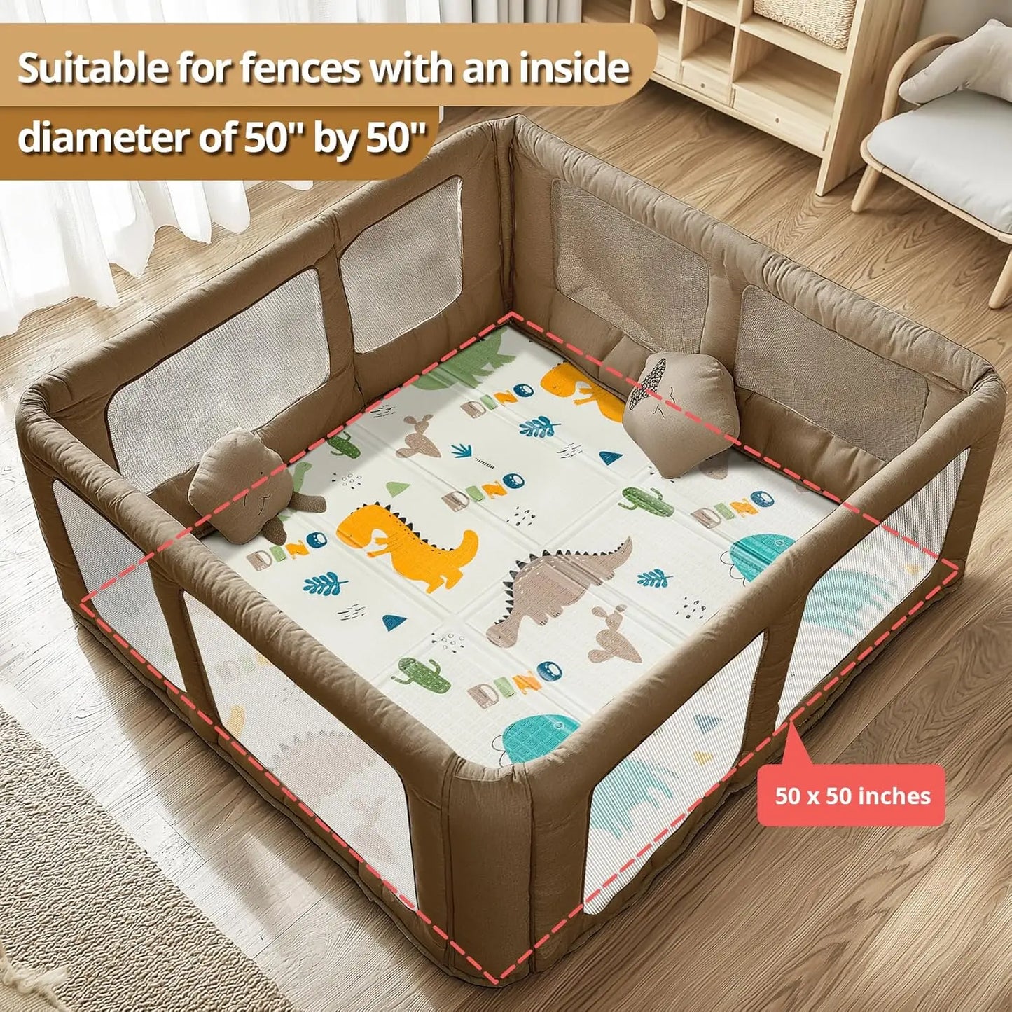 Foldable Baby Play Mat, PIGLOG 0.6in Thick Waterproof Playmats for Babies and Toddlers Kids, Safe Foam Playmat for Tummy Time