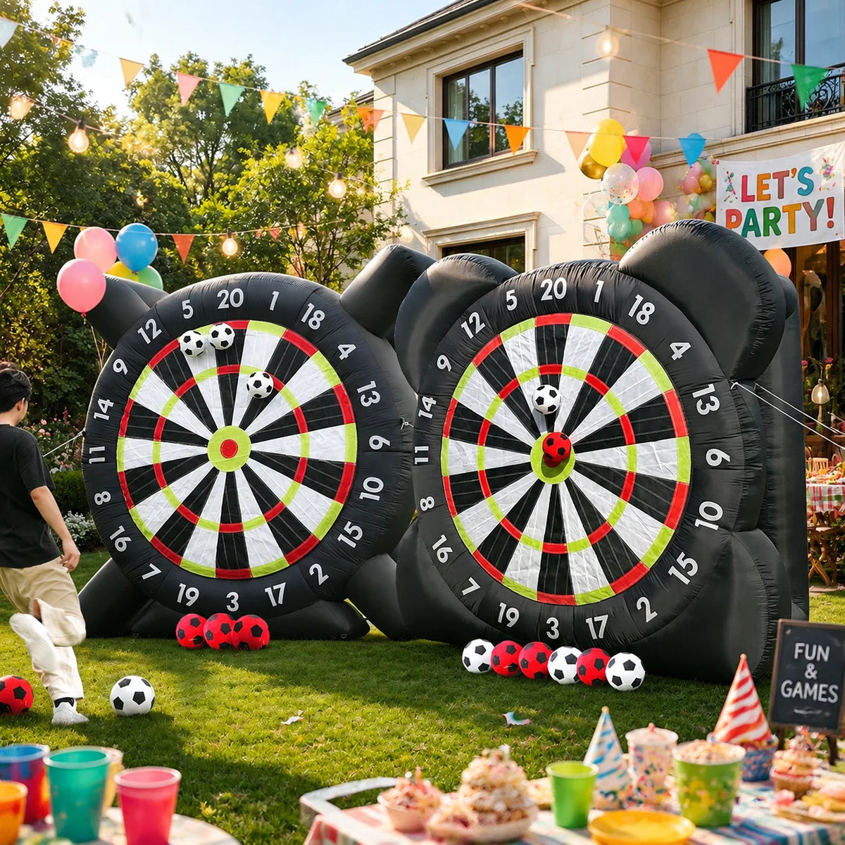 Giant Inflatable Soccer Dart Board Game With Sticky Balls Outdoor