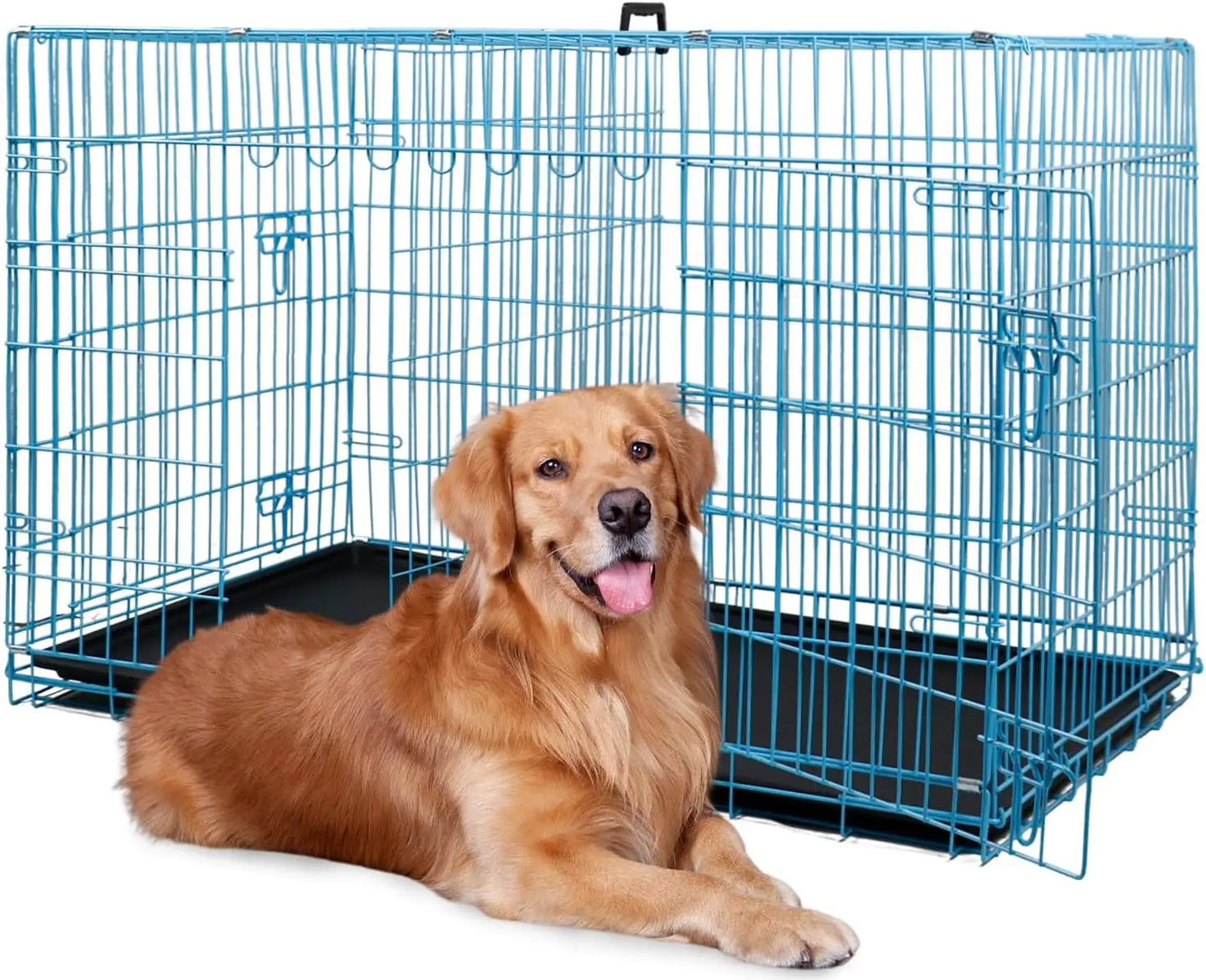 BestPet Dog Crate Folding Metal Kennel With Double Doors