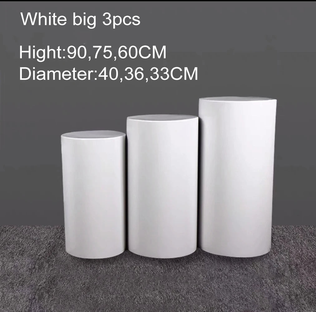 NONECN White Cylinder Table Pedestal Stands For Wedding Backdrops