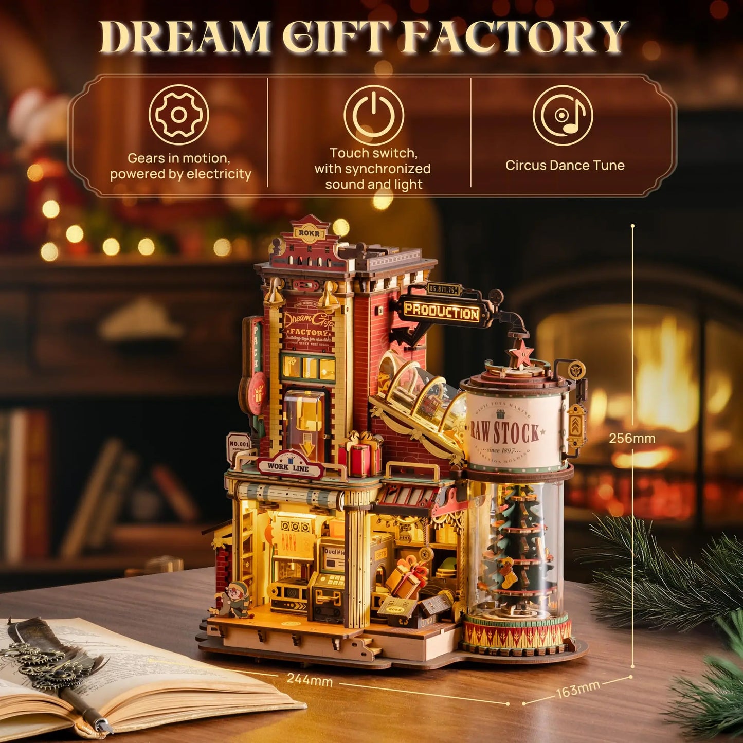 Robotime Rokr Dream Gift Factory Wooden Puzzle Decor With Light