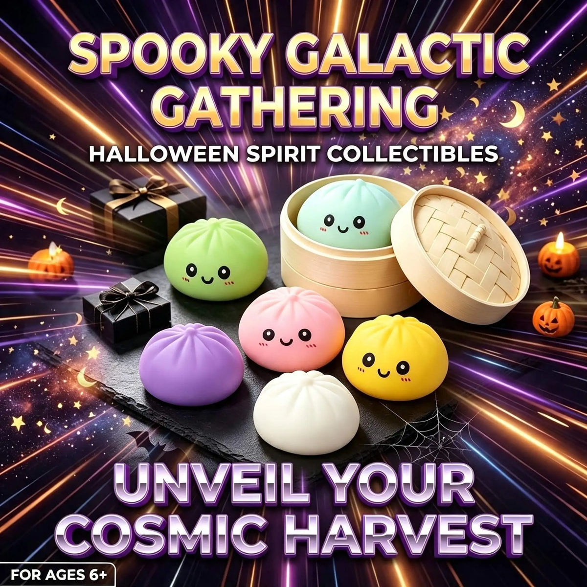Halloween Bun Squishy Set, 18 Piece Sensory Play Kit
