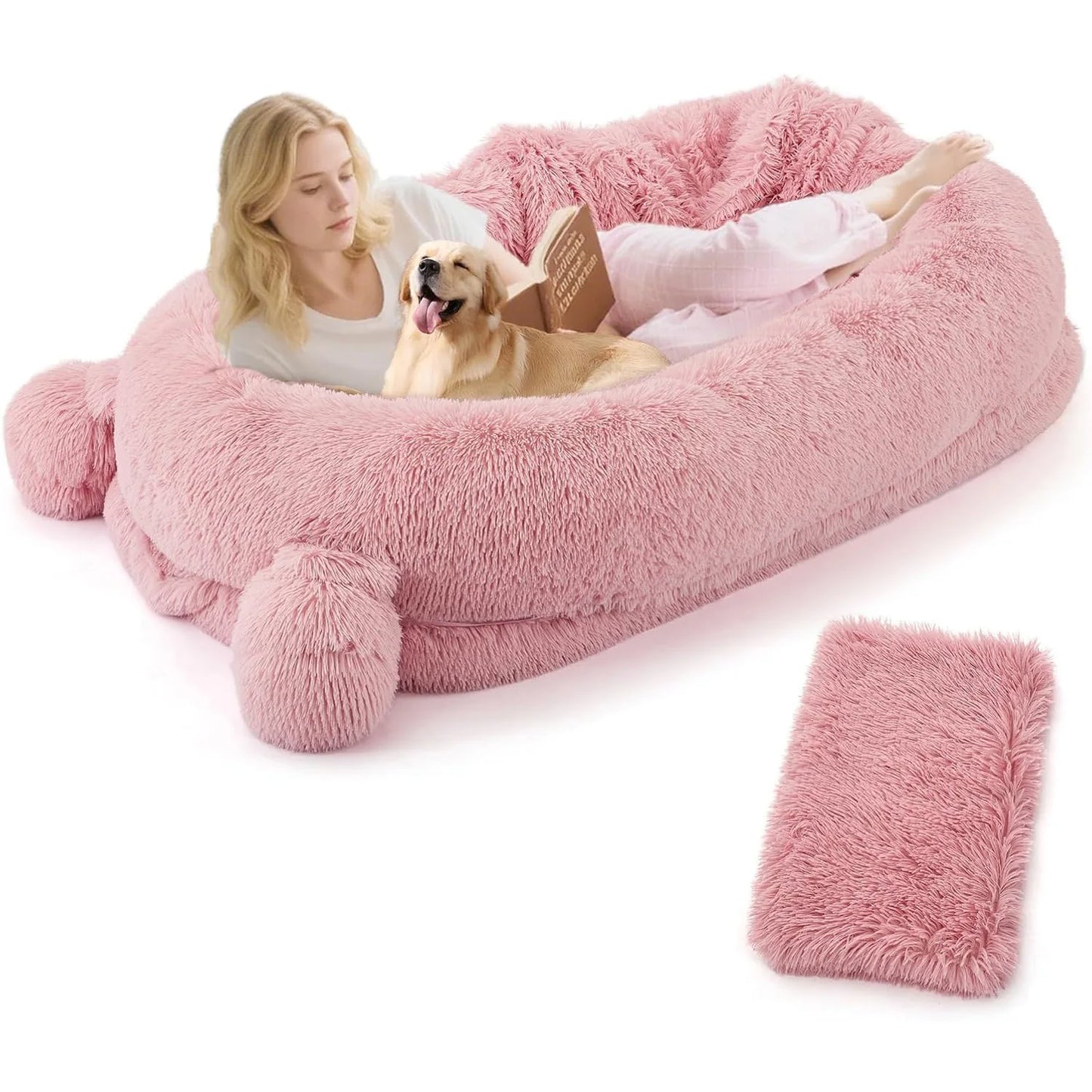 HiMISSCN Dog Bed With Removable Cover Storage Pockets Blanket